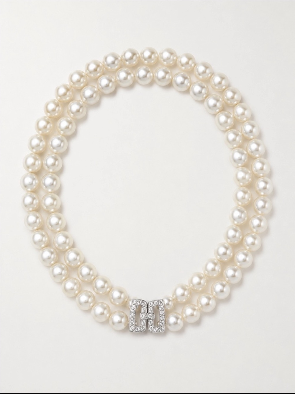 Brooks Brothers Sterling Silver Double Strand Glass Pearl Necklace NEW!